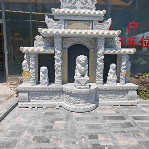 儋州芝麻白中国黑石材套墓 花岗岩墓碑